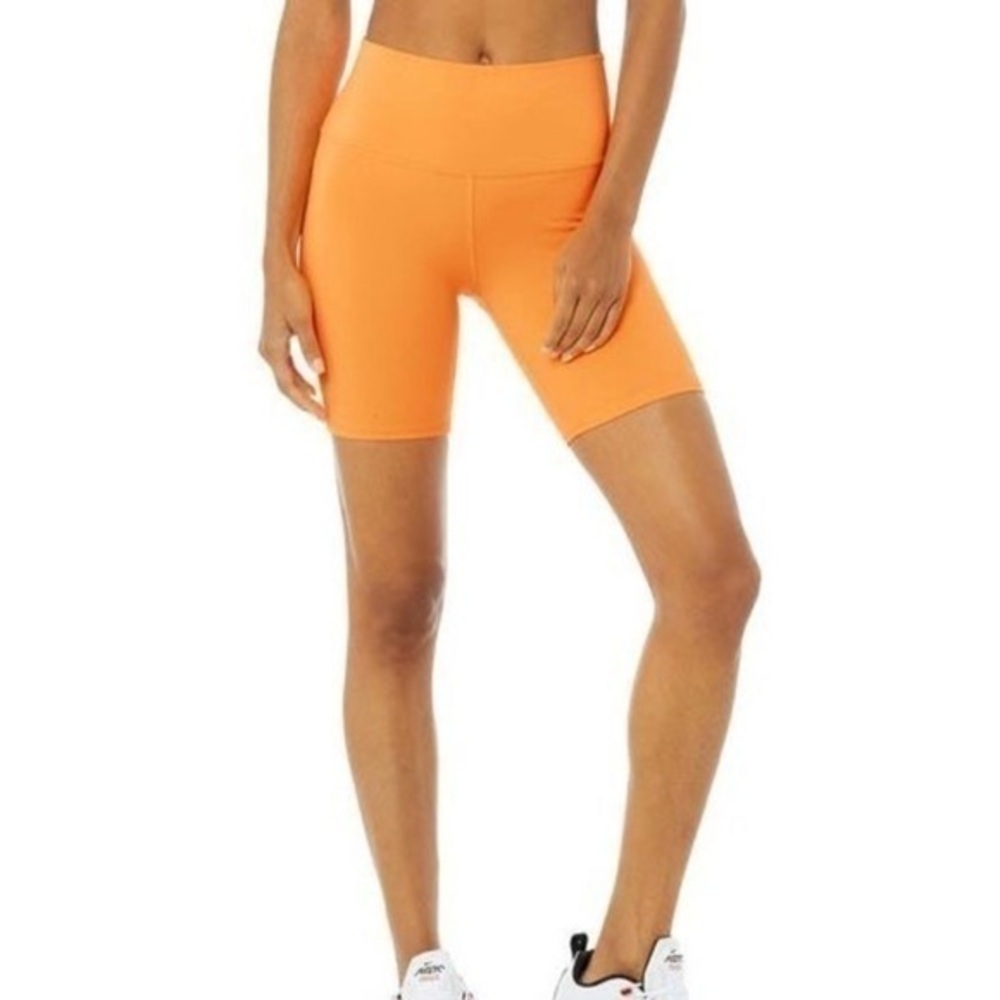 ALO Yoga Orange High-Waist Bike Shorts